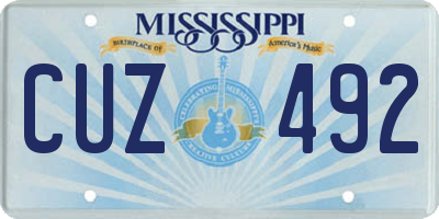 MS license plate CUZ492