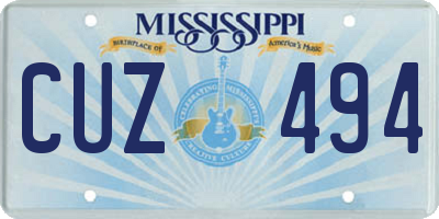 MS license plate CUZ494