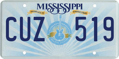 MS license plate CUZ519