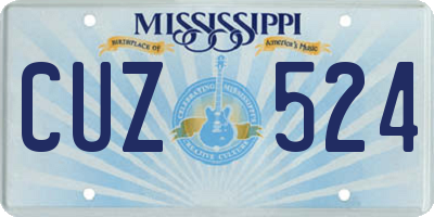 MS license plate CUZ524