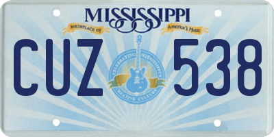 MS license plate CUZ538