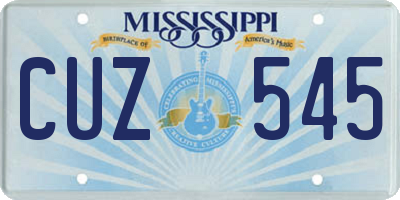 MS license plate CUZ545