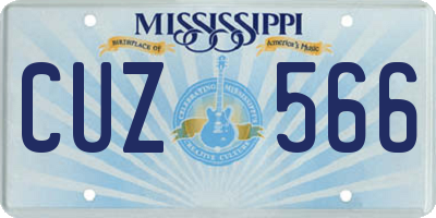 MS license plate CUZ566