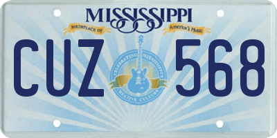 MS license plate CUZ568