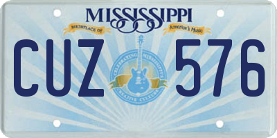 MS license plate CUZ576