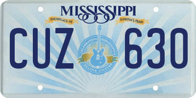 MS license plate CUZ630