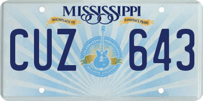 MS license plate CUZ643