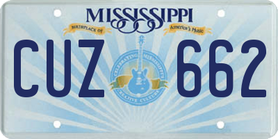 MS license plate CUZ662
