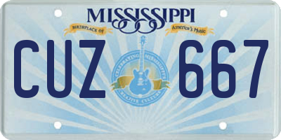 MS license plate CUZ667