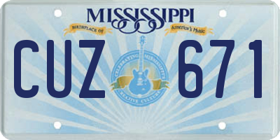 MS license plate CUZ671