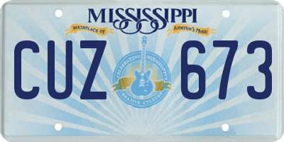 MS license plate CUZ673