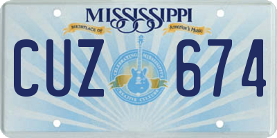 MS license plate CUZ674