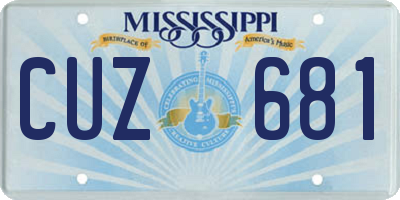 MS license plate CUZ681