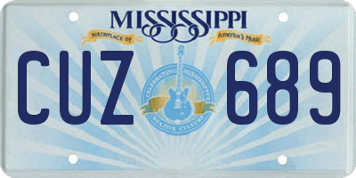 MS license plate CUZ689
