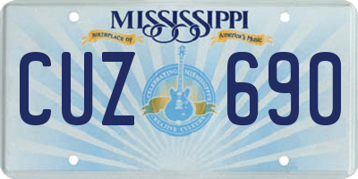 MS license plate CUZ690