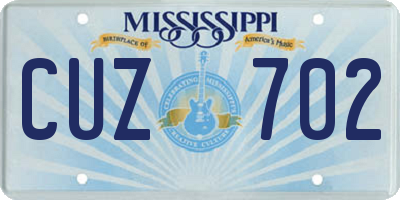 MS license plate CUZ702