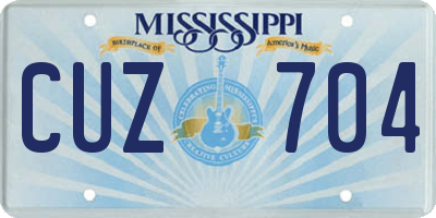 MS license plate CUZ704