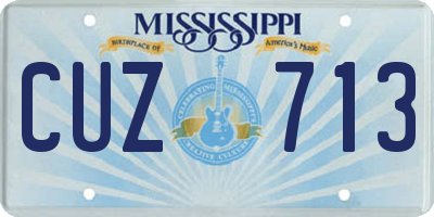 MS license plate CUZ713