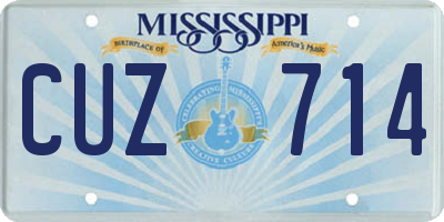 MS license plate CUZ714