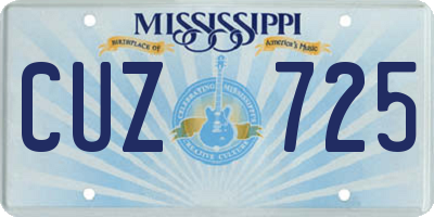 MS license plate CUZ725