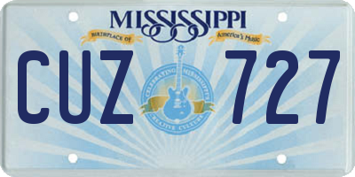 MS license plate CUZ727