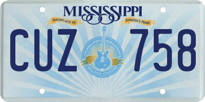 MS license plate CUZ758