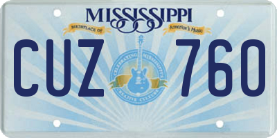 MS license plate CUZ760