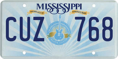 MS license plate CUZ768