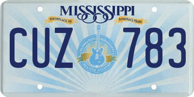 MS license plate CUZ783