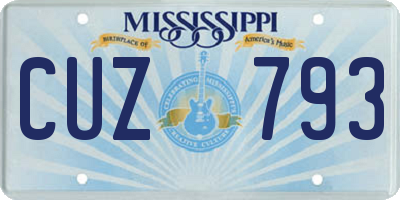MS license plate CUZ793