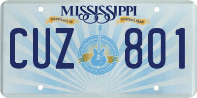 MS license plate CUZ801