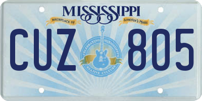 MS license plate CUZ805