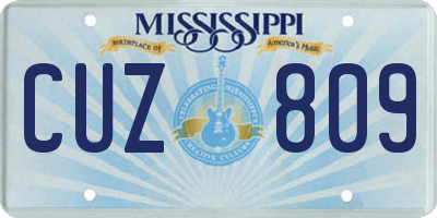 MS license plate CUZ809