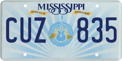 MS license plate CUZ835