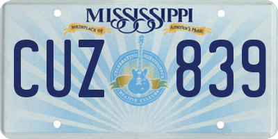 MS license plate CUZ839