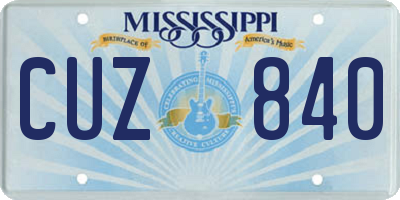 MS license plate CUZ840