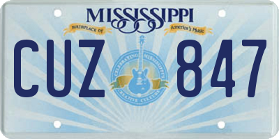 MS license plate CUZ847