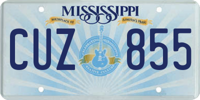MS license plate CUZ855