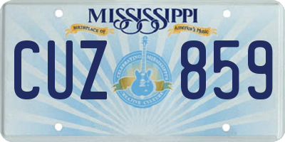 MS license plate CUZ859
