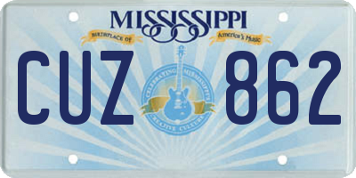 MS license plate CUZ862
