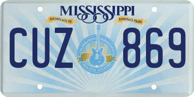 MS license plate CUZ869