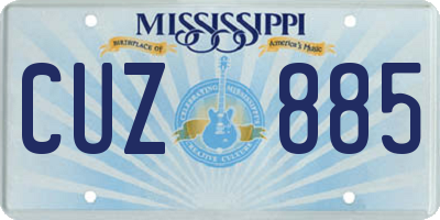 MS license plate CUZ885