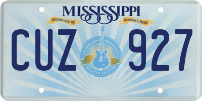 MS license plate CUZ927