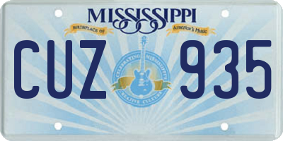 MS license plate CUZ935