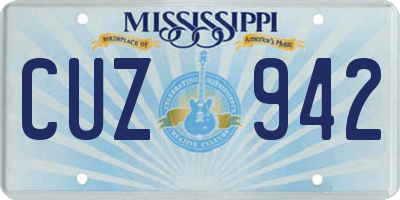 MS license plate CUZ942