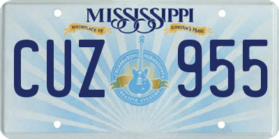MS license plate CUZ955
