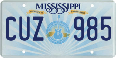 MS license plate CUZ985