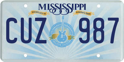 MS license plate CUZ987