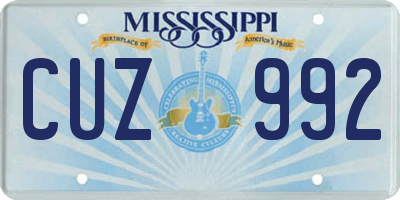 MS license plate CUZ992