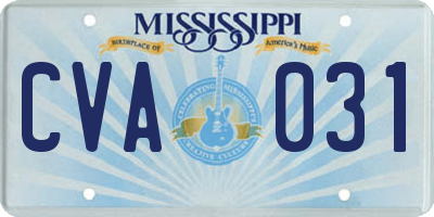 MS license plate CVA031